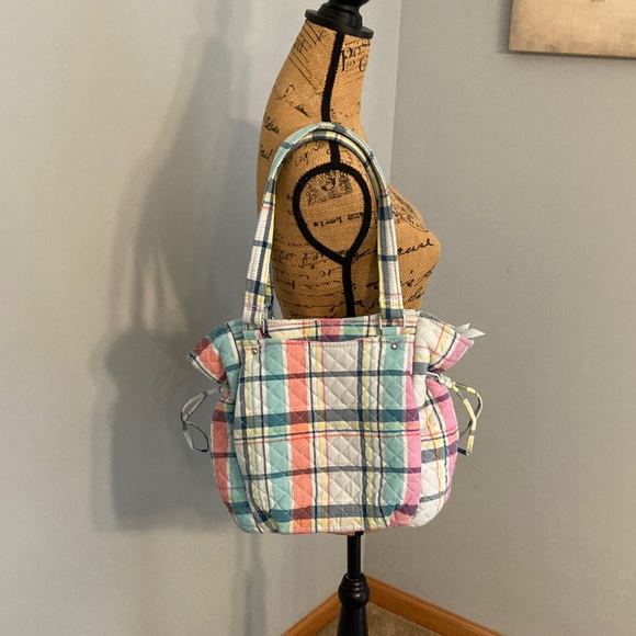 Vera Bradley Handbags - Vera Bradley Multicolor Quilted Satchel Shoulder Bag Pastel Plaid